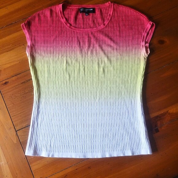 Jones New York Women's Ombre Style Capped Sleeve Ribbed Top - Size L - Picture 7 of 11